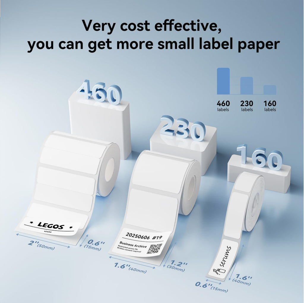 2 Roll Thermal Labels for B1/B21/B31/B3S, 1.2'' x 0.6'' x 2, White