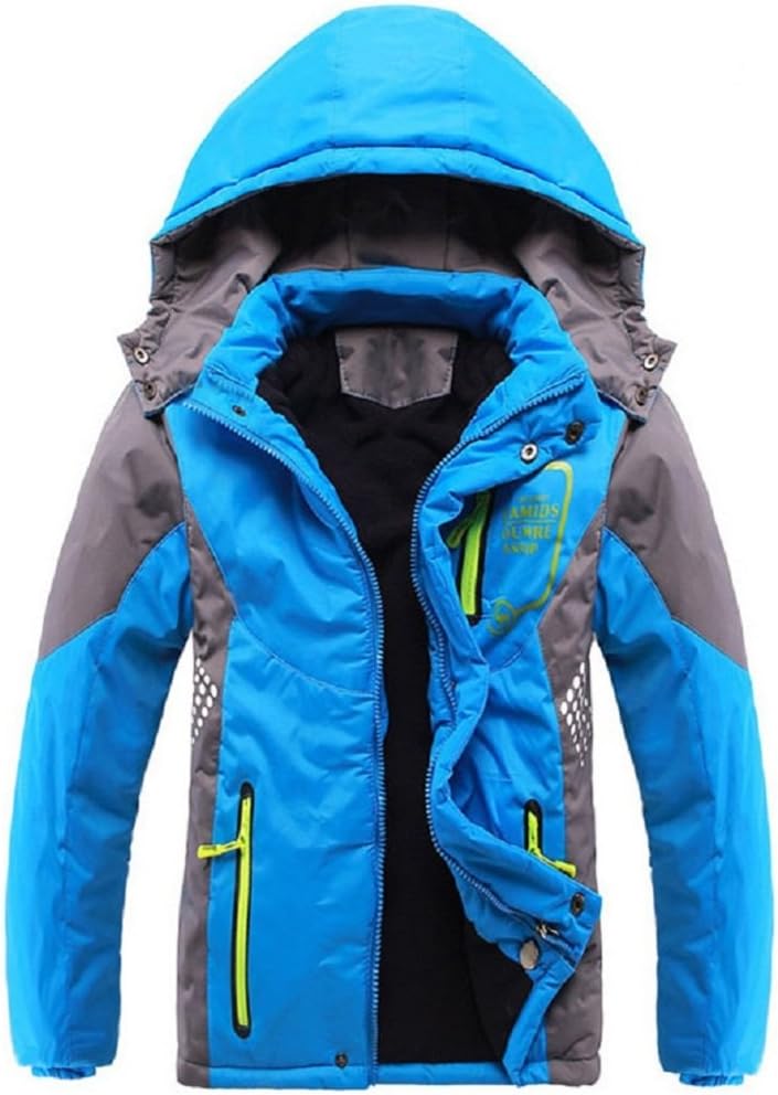 Boys Winter Fleece Lined Hooded Jacket, Outdoor Casual Warm Coat | Cozy Soft Windproof Zip Up Insulated Outerwear
