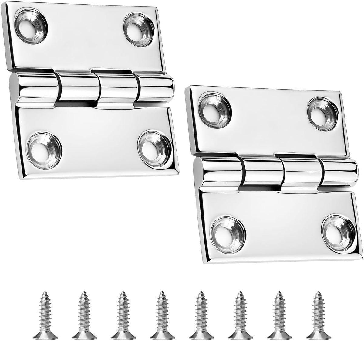 316 Stainless Steel Boat Hinges, Square Hinge 2 x 2 in, 2 Pack