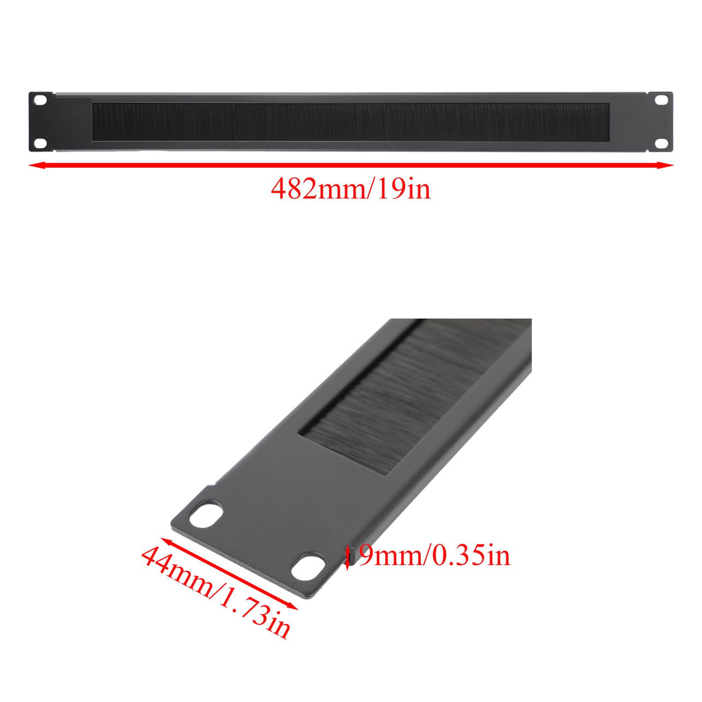 1U Brush Panel 2-Pack, Rack Mount Blanking Plate