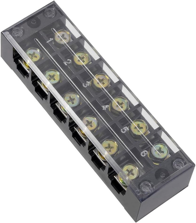 uxcell 6 Positions Double Rows 600V 60A Terminal Block Strip TBC-6006