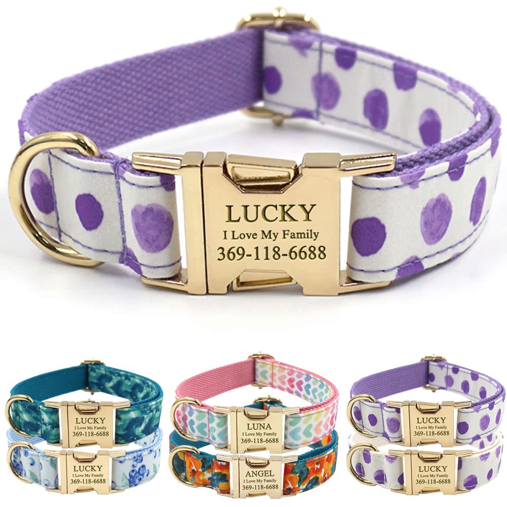 PETDURO Personalized Dog Collars Purple Spot Print