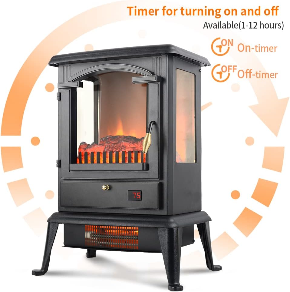Freestanding Portable Electric Fireplace Heater Stove w/Remote Control