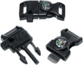 Black 5/8 Inch Compass Buckle with Flint Scraper, Fire Starter, and Whistle - Plastic Paracord Bracelet Buckle for
