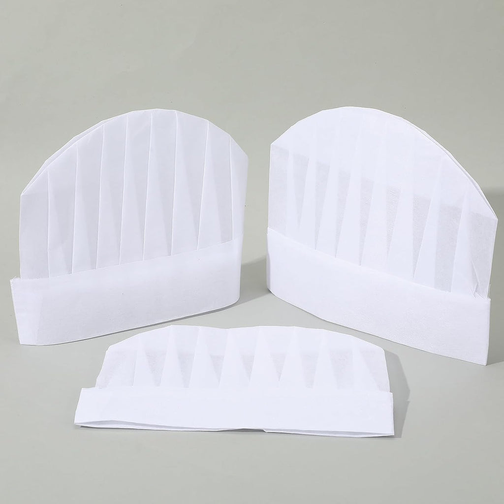 Disposable Chef Hats 50 Pack Non Woven Baker Hats DIY Blank Chef Cap White