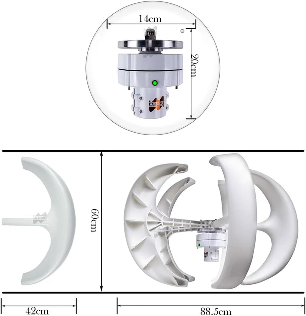 MPPT 400W 12V 24V Vertical Axis Wind Turbine Generator Kit MPPT Controller | Converts wind energy into electrical