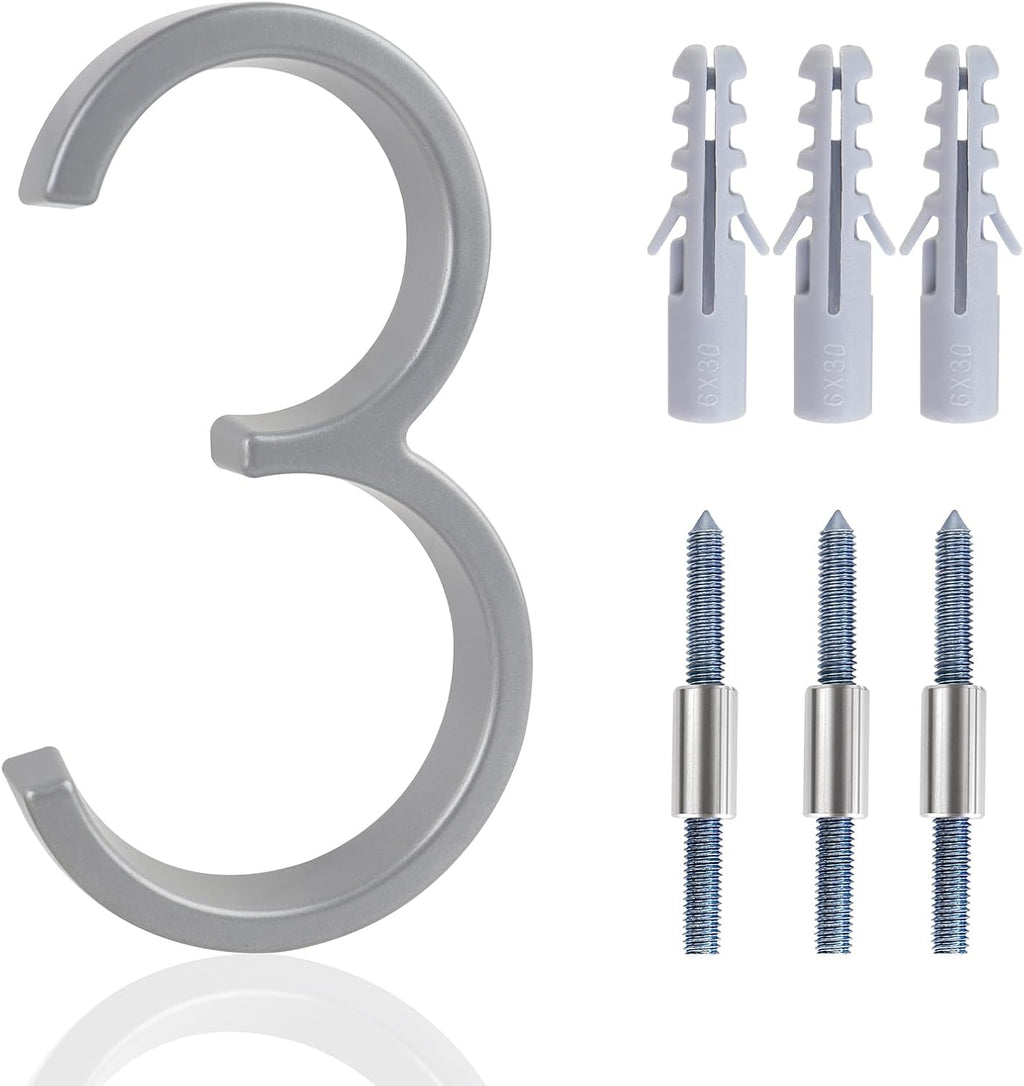 5 Inch House Numbers for Outside, Metal Modern Floating House Numbers, Garden Door Mailboxs Decor Number with Nail