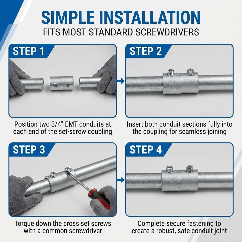 20PCS 3/4" EMT Coupling, Electrical Conduit Screw Connectors