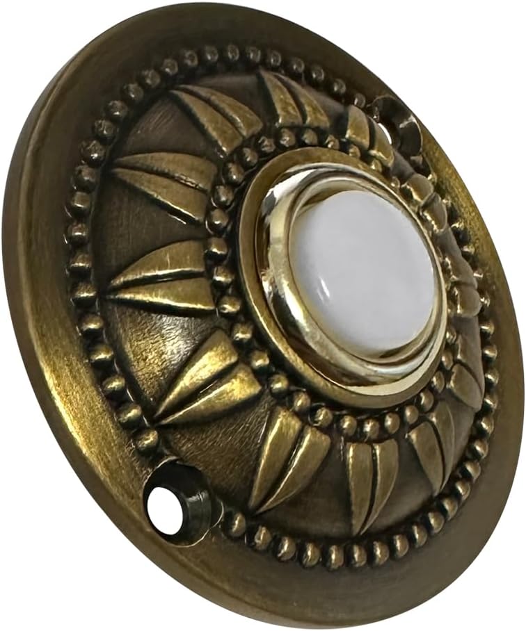 Wired Iron Classic LED Lighted Doorbell Push Button Switch 2.3" For Chime (Brass)