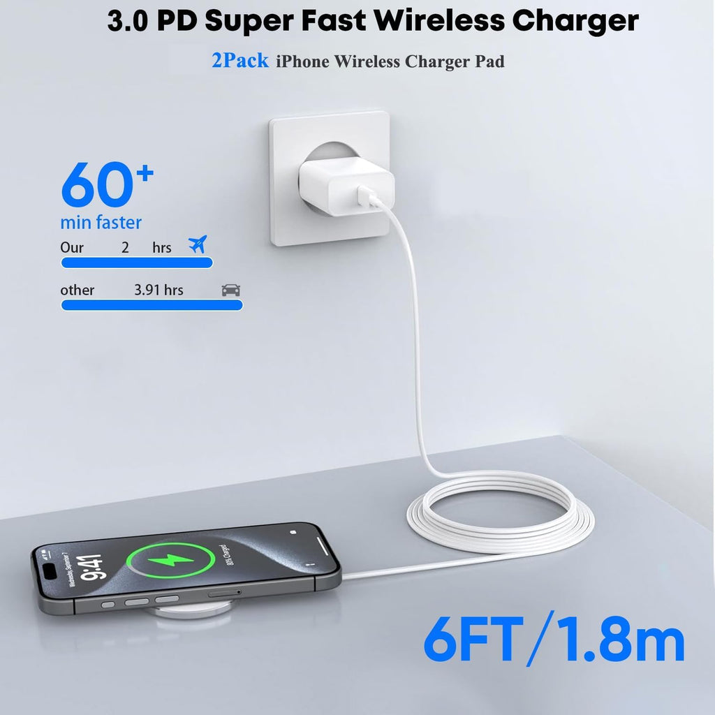 [Apple MFi Certified]Magnetic Wireless iPhone Charger Magsafe Charger,6FT 15W Fast Phone Charging Pad Wireless