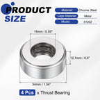 uxcell 51202 Thrust Bearing, 4pcs 0.59" Bore x 1.34" OD x 0.5" Width