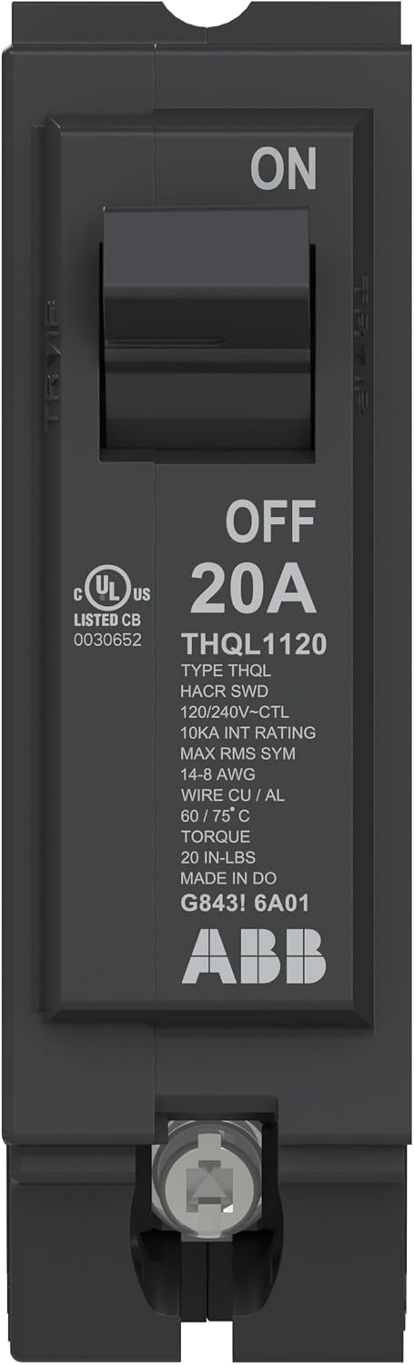 Q-Line THQL1120 Circuit Breaker • 20 Amp Single-Pole Breaker • 120/240 VAC • 10 kAIC Interrupt Rating • Thermal