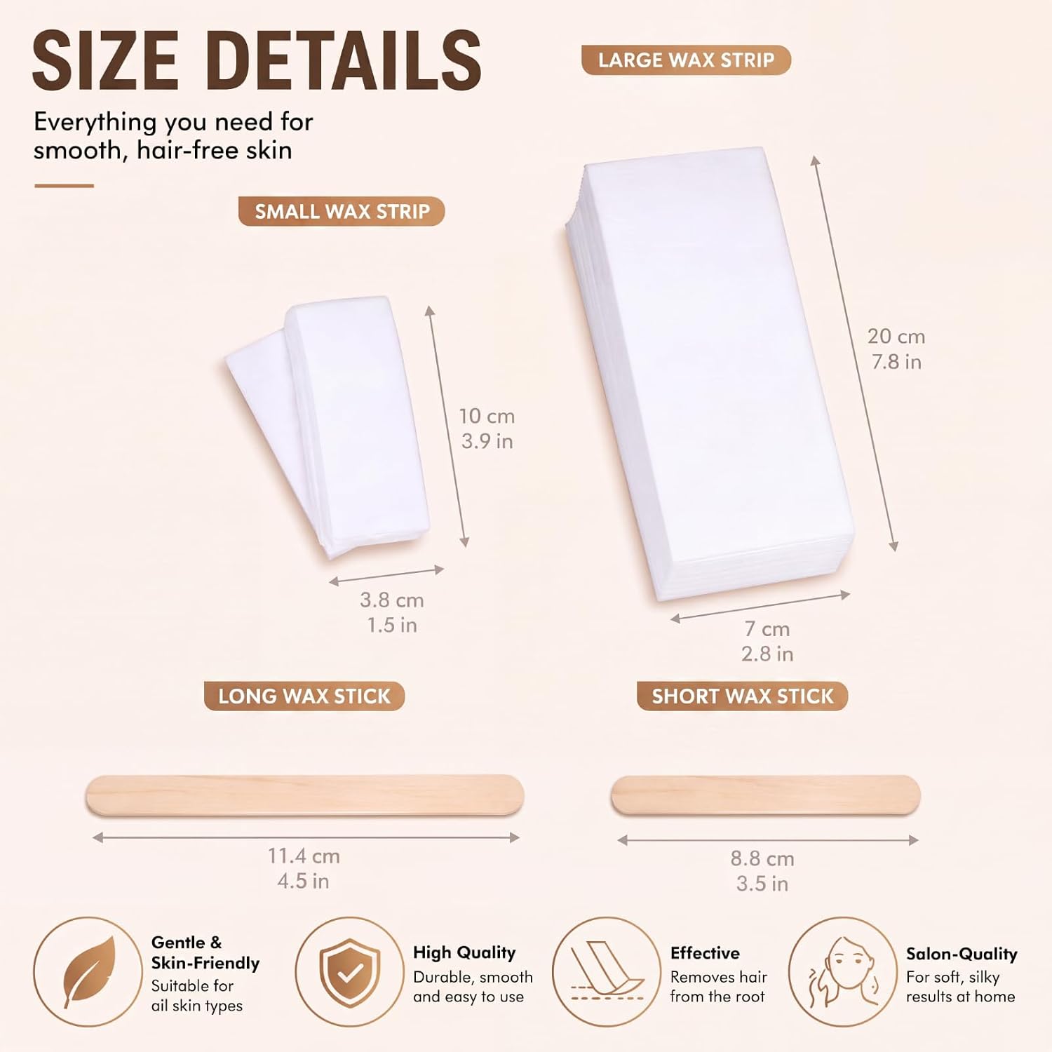 Wax Strips Kit, 250 Pieces Includes Waxing Strips and Smooth Wax Applicator Sticks for Women Men Body Skin Hair