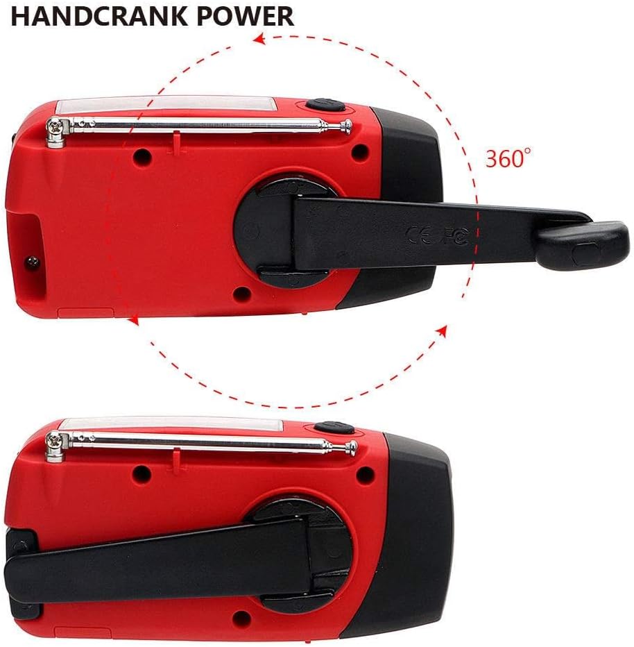 FM/AM/NOAA Weather Radio Hand Crank Self Powered Solar Portable Mini Emergency Survival Radios with 3 LED Super