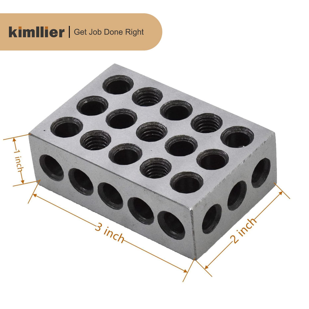 kimllier 1 x 2 x 3 Inch Blocks 23 Holes Matched Pair, Hardened Steel