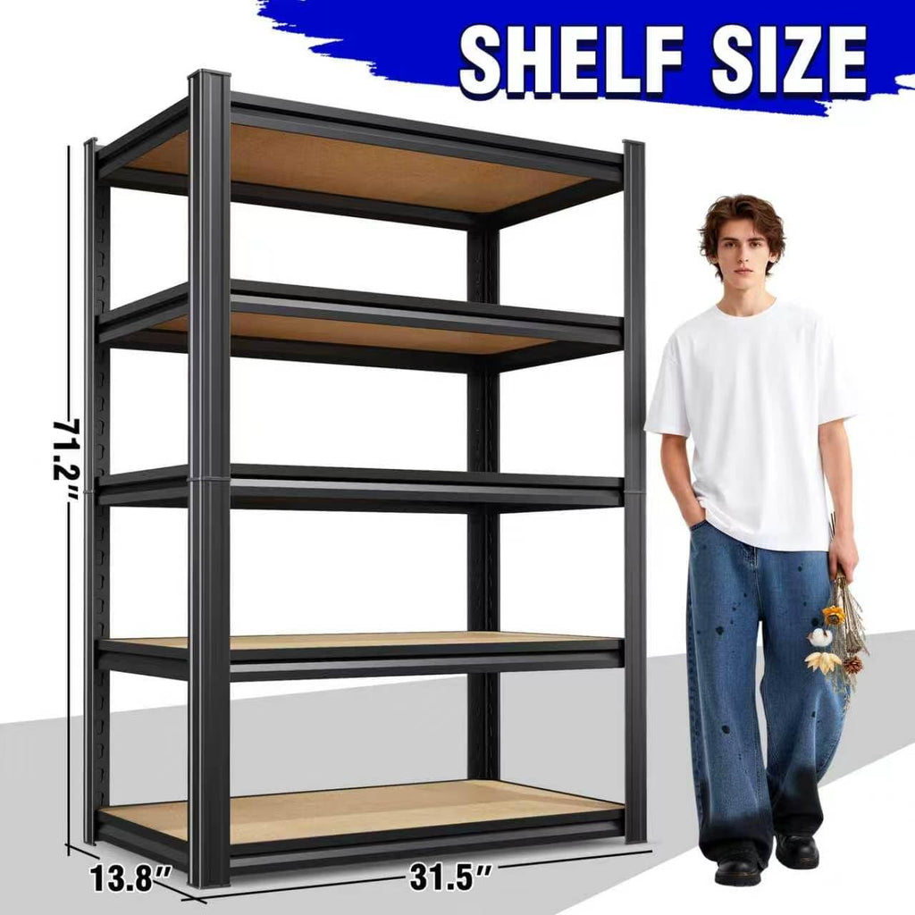 71"H Garage Shelving-5 Tier Garage Storage Shelves,Adjustable Heavy Duty Metal Shelving Unit and Storage Large