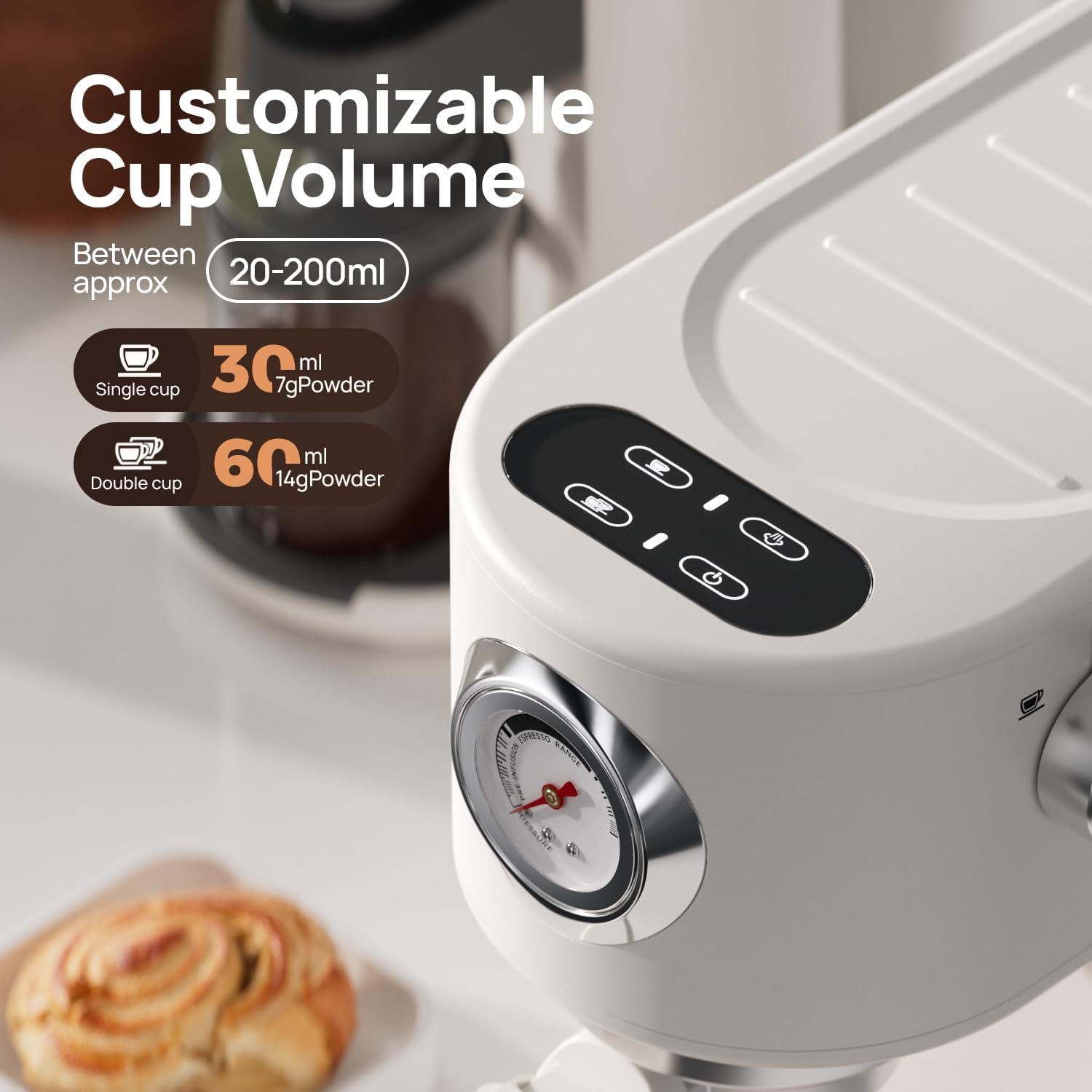 Espresso Machine 20 Bar, Espresso Maker with Milk Frother Steam Wand, Professional Espresso Coffee Machine for Home