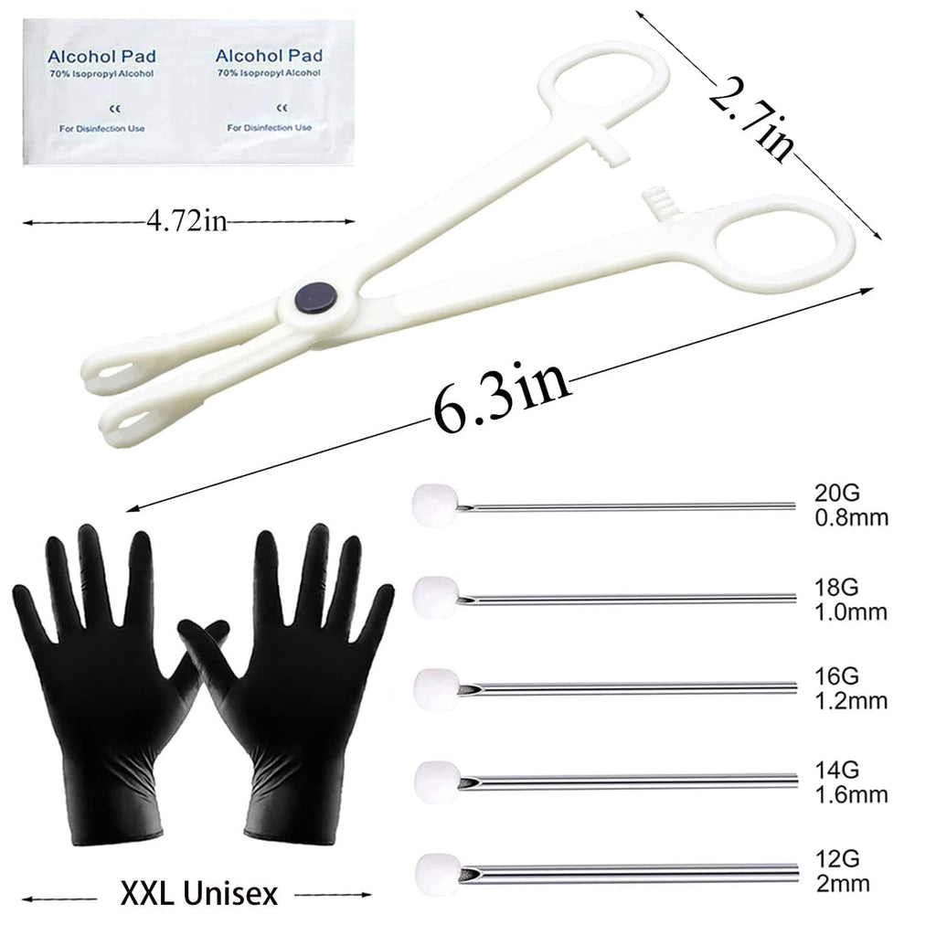 Piercing Kit 35PCS Professional Piercing Kit Includeds 25PCS Mixed 12G 14G 16G 18G 20G Ear Nose Piercing Needles 2PCS