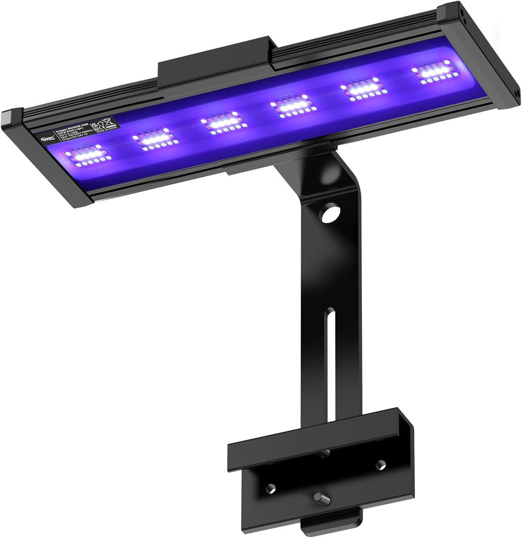 LED Saltwater Aquarium Light, 24/7 Mode Nano Tank Reef Light for Coral, Refugium Light with White, Blue, U-V LEDs