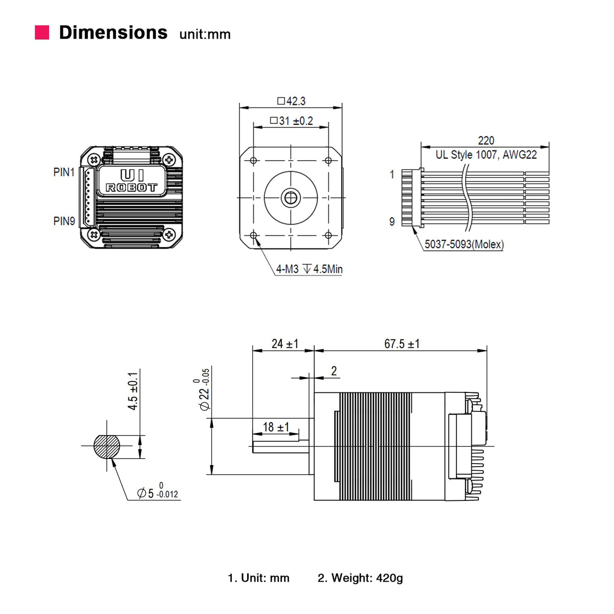 NEMA17 Integrated Servo Stepper Motor,CAN Bus,Absolute Encoder,Controller