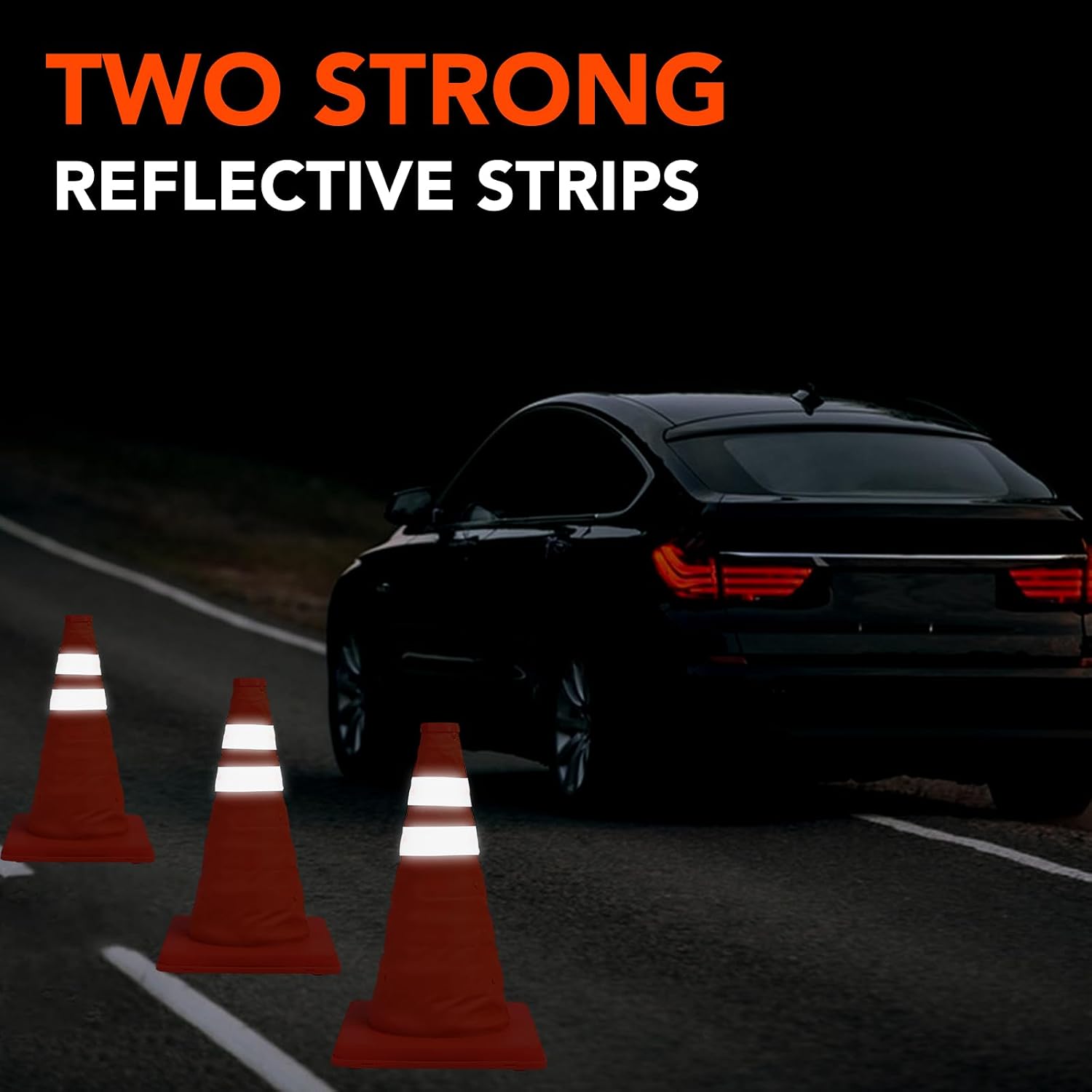 18 Inch 6 Pack Traffic Cones,Collapsible Safety Cones,Multi Purpose Pop-up Cones with Reflective Collar,Orange Cones