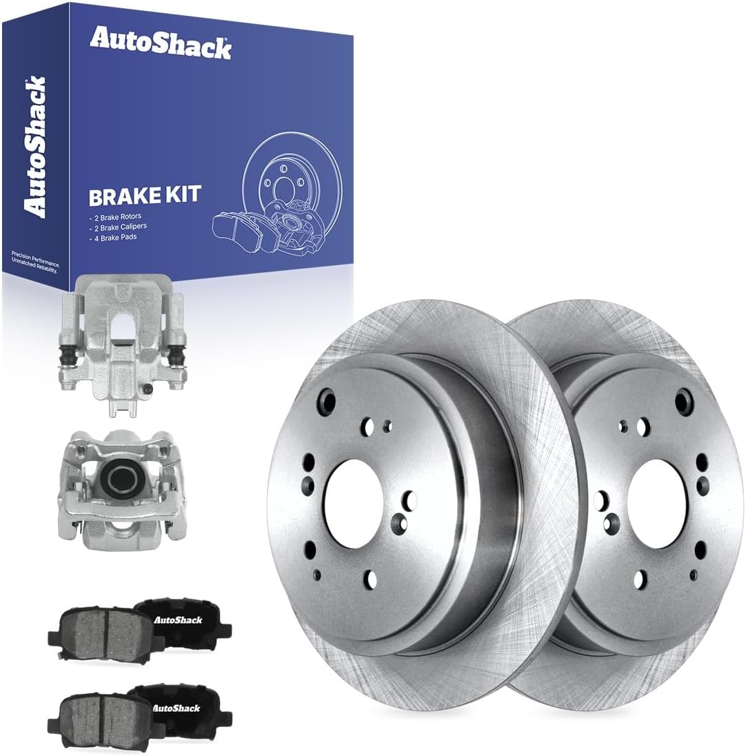 AutoShack Rear Brake Rotors Pads & Calipers for Honda Pilot 2008 | 12.33" (313.1 mm) Brake Kit, direct-fit