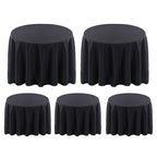 5 Pack 120 Inch Black Tablecloths for Round Tables
