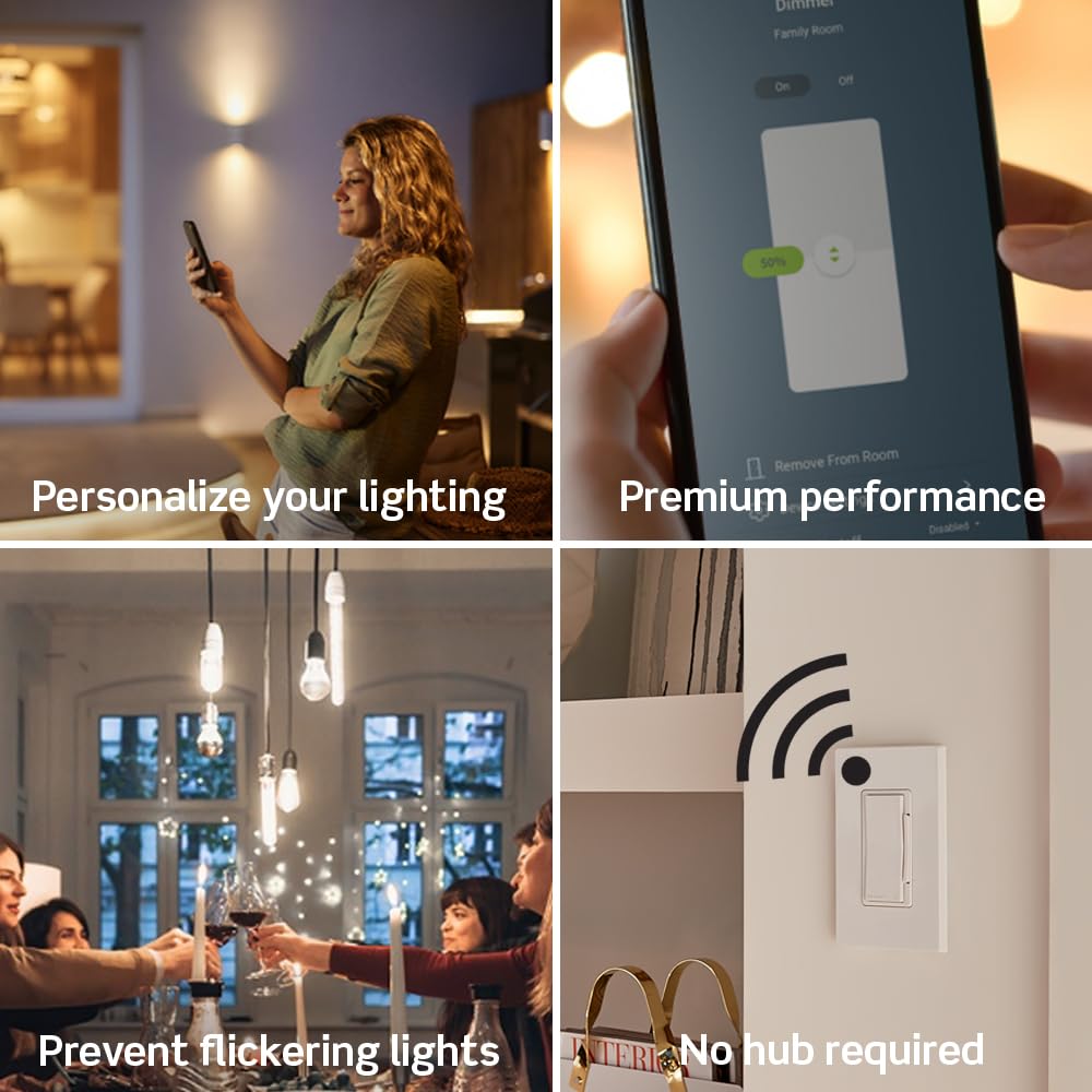 Decora Smart Dimmer Switch, Wi-Fi 2nd Gen, Neutral Wire Required, Works with Matter, Alexa, Google Assistant, Apple