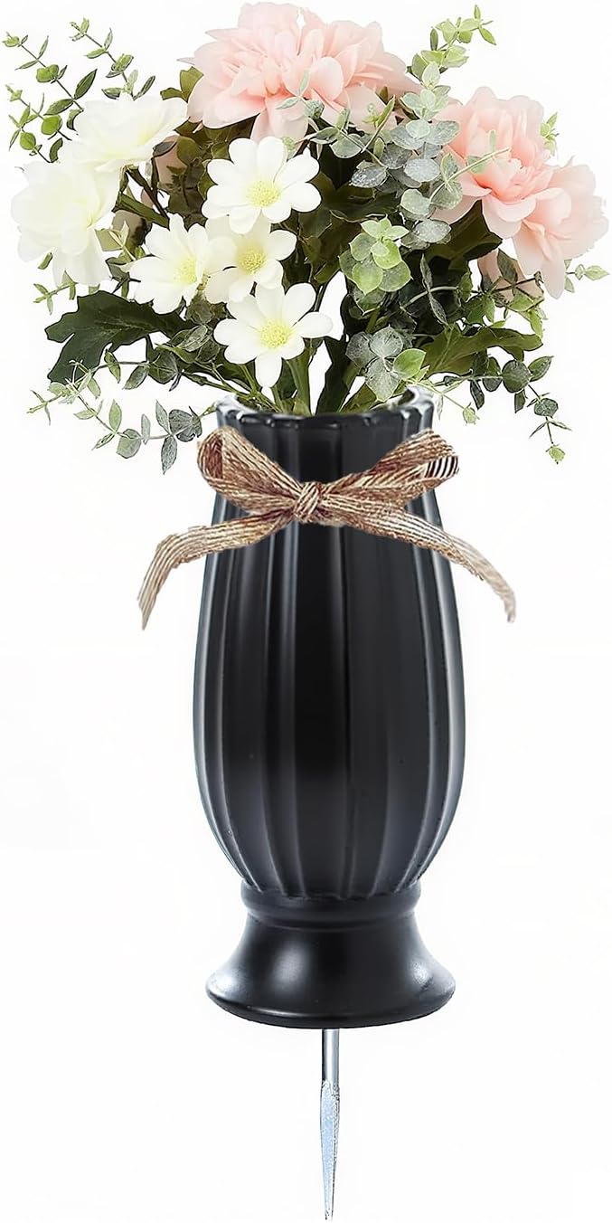 Grave Vases for Cemetery with Metal Spikes and Drainage Holes,Cemetery Vases for Headstones Memorial Gifts Loss of