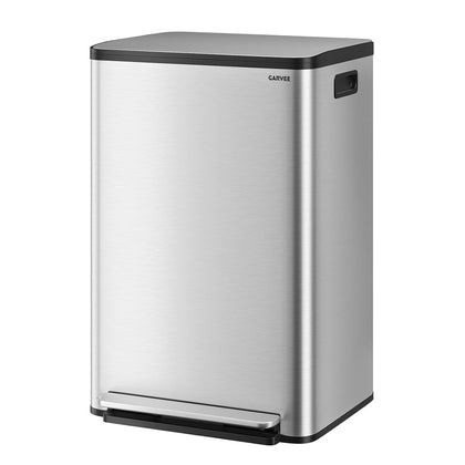 13 Gallon Trash Can Kitchen Garbage Bin with Removable Inner Buckets 50L Stainless Steel Step-on Metal Large Waste