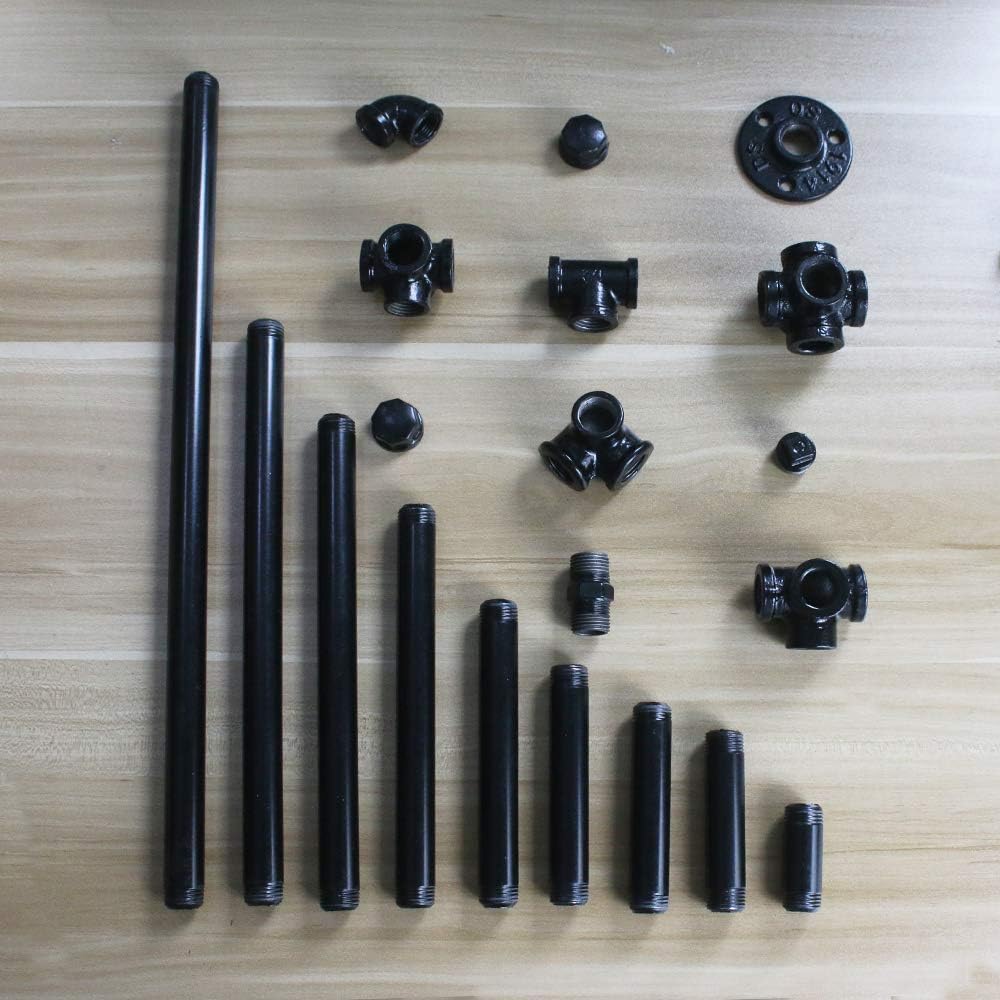 GeilSpace 10 Pack 1/2" Pipe Fitting Cap, Black Malleable Iron Pipe Fitting