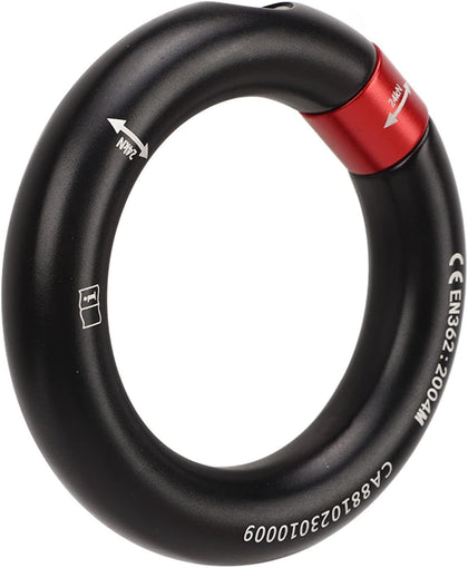 Rappel Ring Connector, Detachable Connector for Rock Climbing, Arborist, Hammock Connection Point, 12mm Opening (Black)