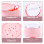 2 Pcs Large Body Powder Container with Sifter and Powder Puff Pink