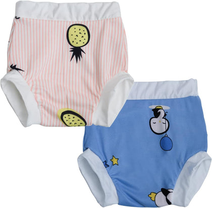 2 Pcs Unisex Reusable Swim Diaper 12-18 Months Toddler Baby Swim Diapers Waterproof Washable Pull-up Swimming Diapers