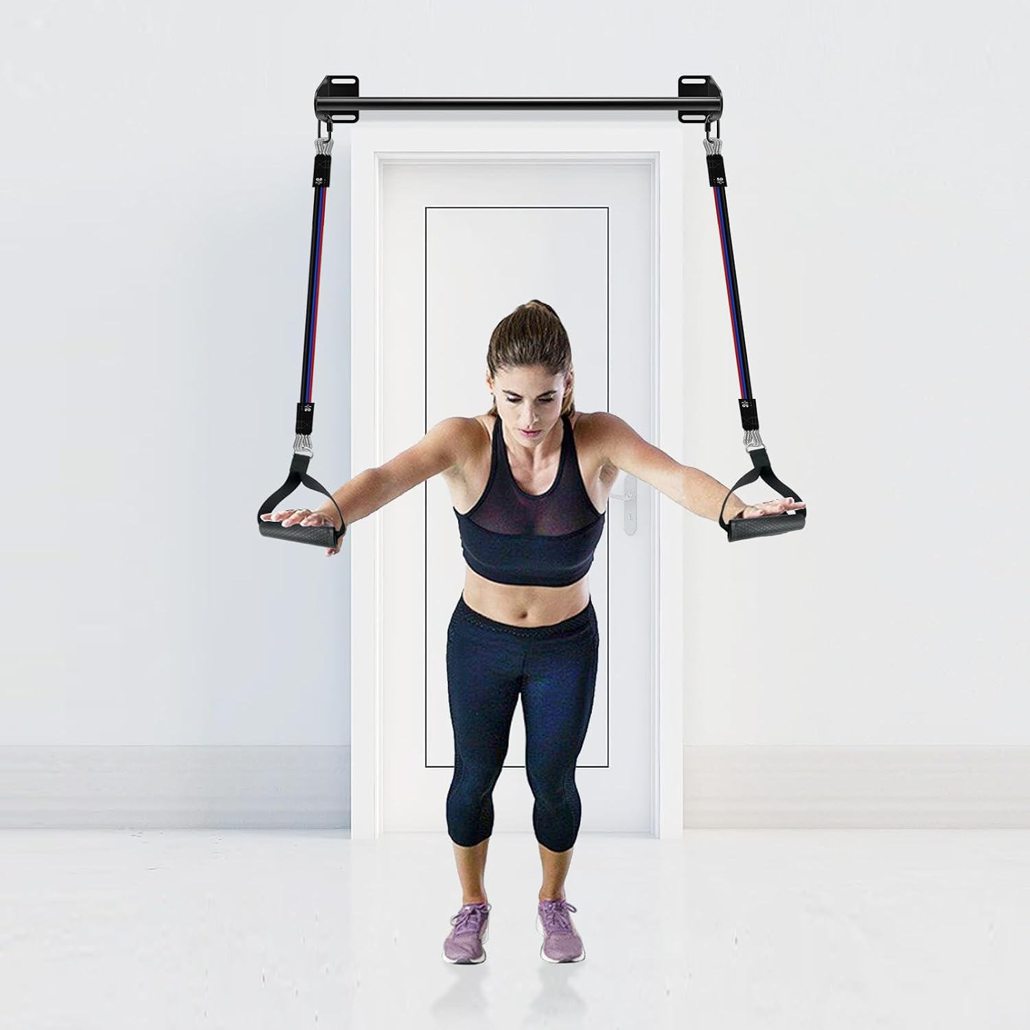 Wall Mounted Pull Up Bar, Chin Up Bar with Resistance Band Hooks | 36" Mounting Spacing, Fully Welded Construction