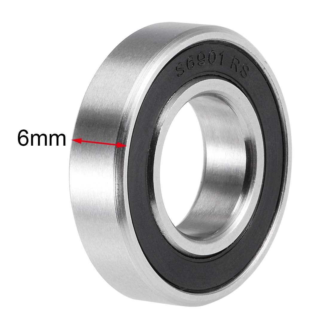 uxcell S6901-2RS Deep Groove Ball Bearings 12x24x6mm 440C Stainless Steel