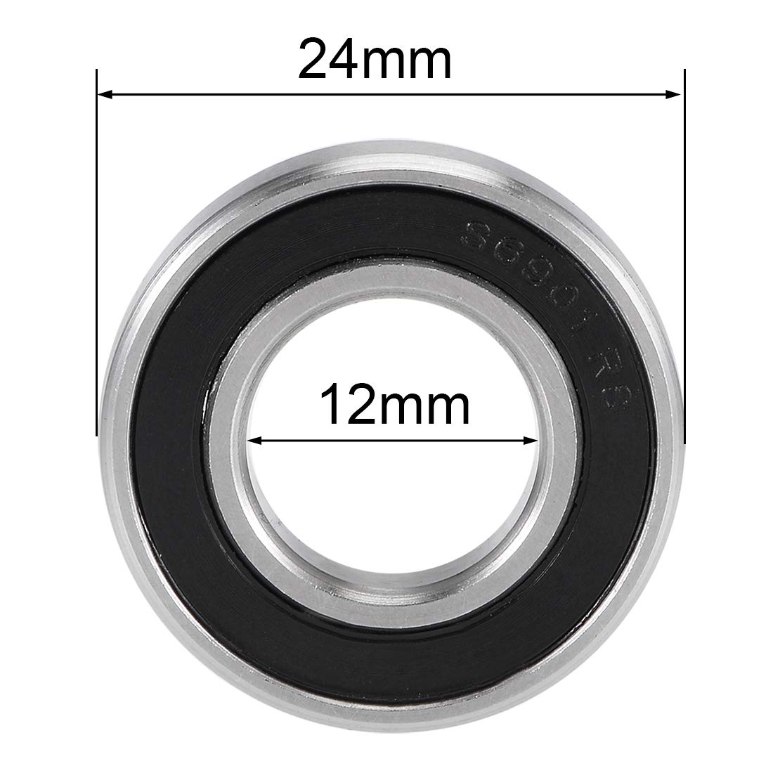 uxcell S6901-2RS Deep Groove Ball Bearings 12x24x6mm 440C Stainless Steel