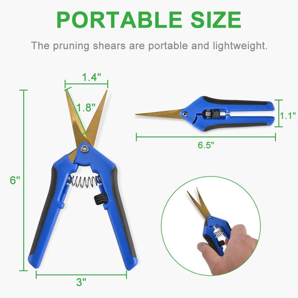 3 Packs Straight Pruning Shears, 3 Packs Curved Blades Trimming Scissors For Cannabis Gardening Hand Pruning Snips