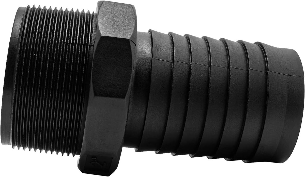 2 pcs 2" Barb x 2" NPT Male Connector, Plastic Hose Barb Fitting