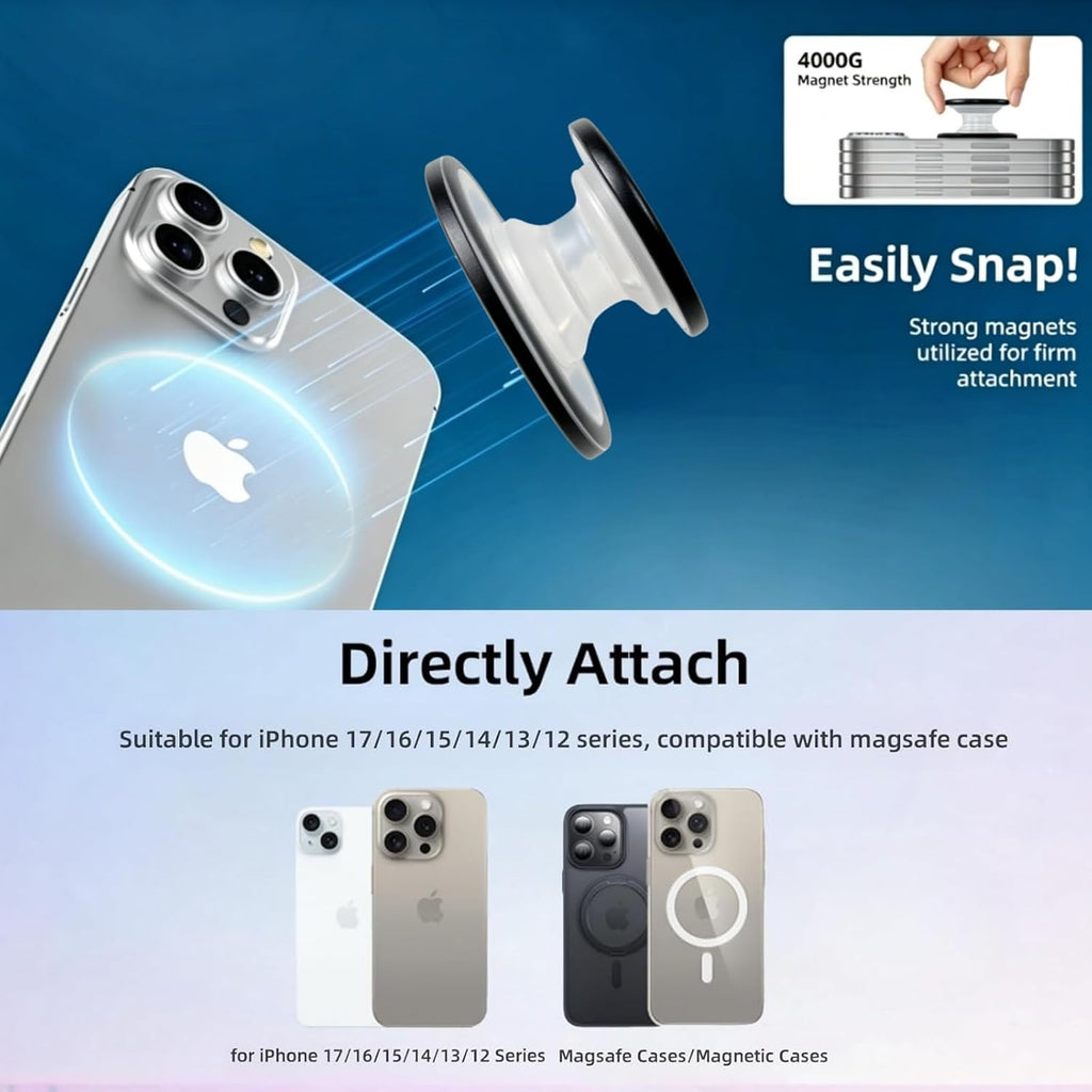 for Magsafe Phone Grip, Magnetic Phone Grip Holder, T-Purple | Magnetic Collapsible Expandible Mobile Phone Grips