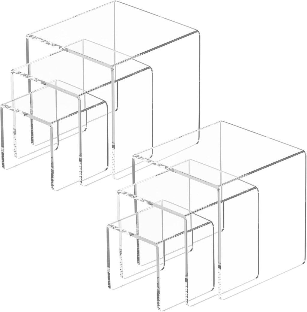 Acrylic Risers Display Stand 2 Set, Clear Display Risers Shelf,3x4x5 | Acrylic Risers Stand Shelves for Funko Pop