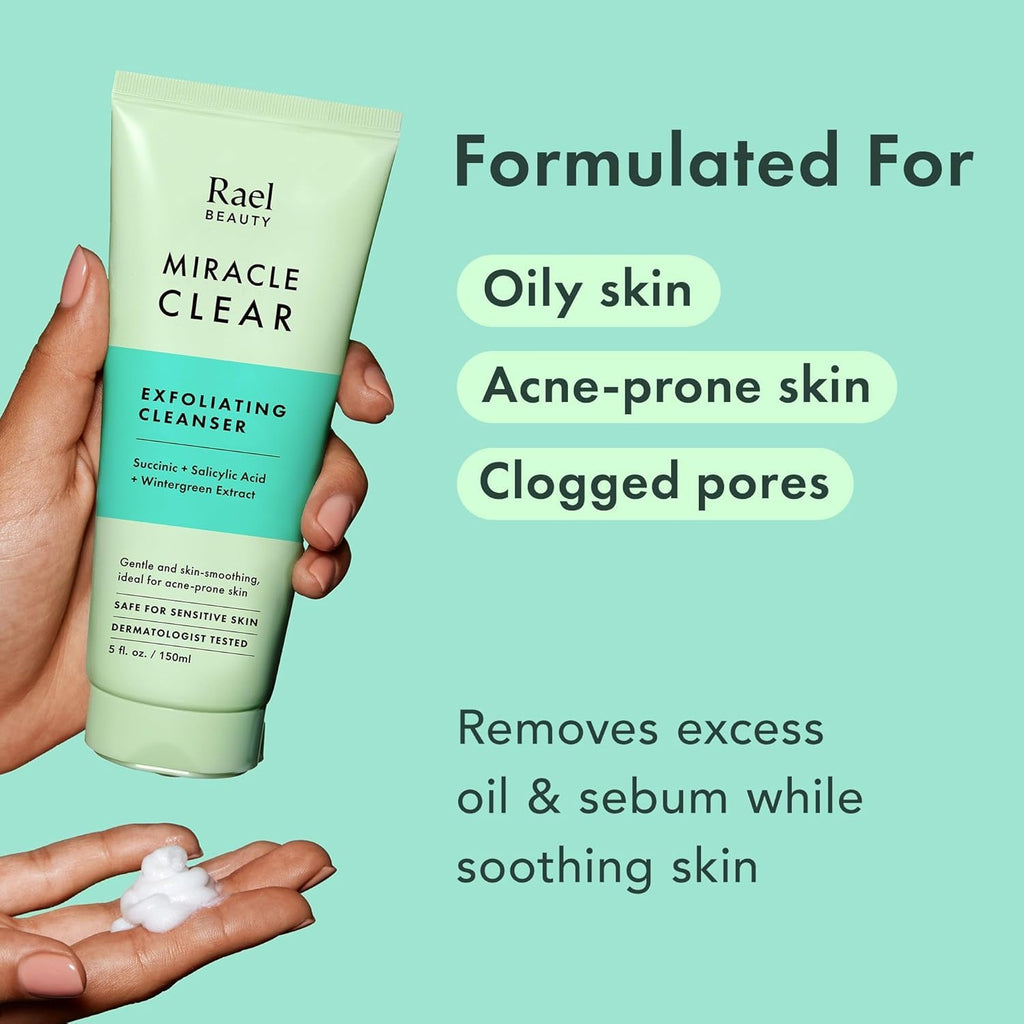 Miracle Clear Facial Cleanser Face Wash (Exfoliating Cleanser, 5.1 oz) | Gentle Exfoliating Deep Pore Cleansing with