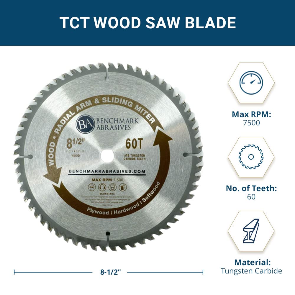 TCT 8 1/2 Inch Circular Saw Blade, Tungsten Carbide Tipped for Cutting, Plywood, Hardwood, Wood Carving, MDF Panel