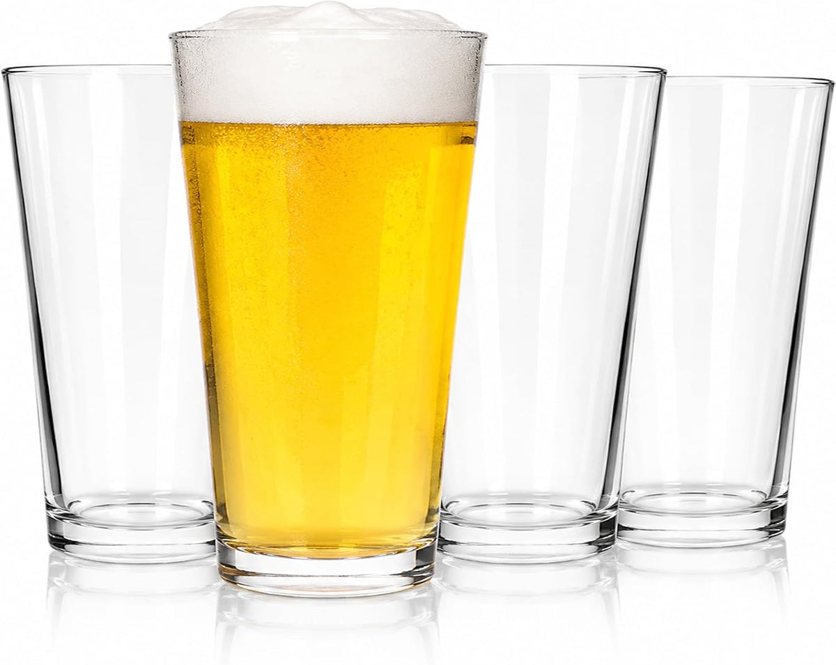 Beer Glass Set of 4, 16 oz Pint Glasses