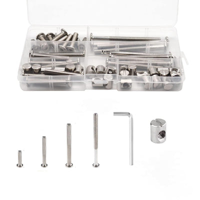 Baby Bed Frame Bolts, Crib Screws Hardware ReplacementKit M6x40/50/60/70/80mm Hex Drive Socket Cap Screws Barrel Nuts