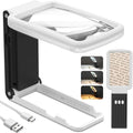 15X Magnifying Glass with Light and Stand, Real Glass Lens, Rechargeable Foldable Handheld Magnifier, 3 Color Modes