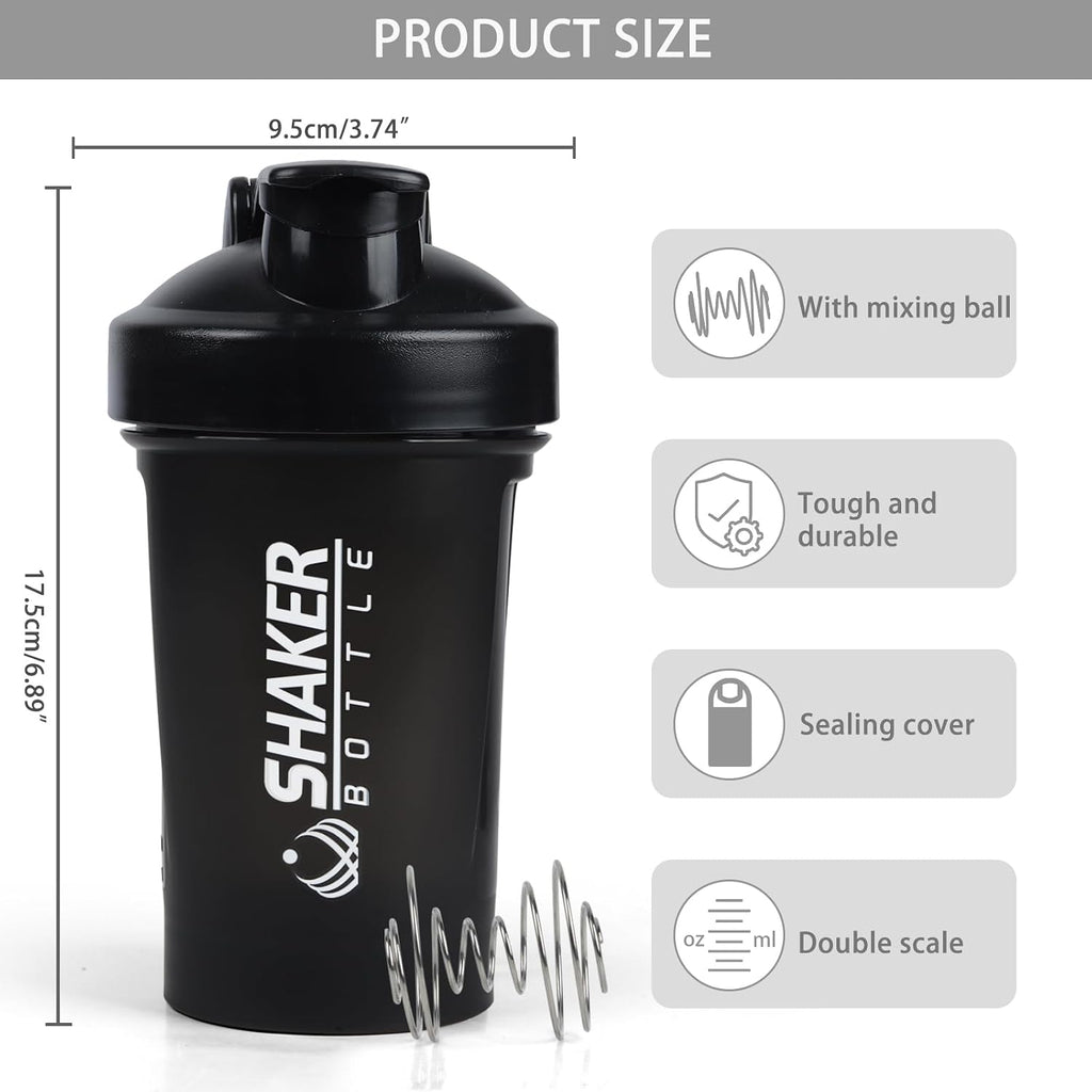 400ml Protein Shaker Bottle,Gym Small Shakes Cup with Mixing Ball | Portable 14oz Small Shaker Bottle,Gym Shaker Cup