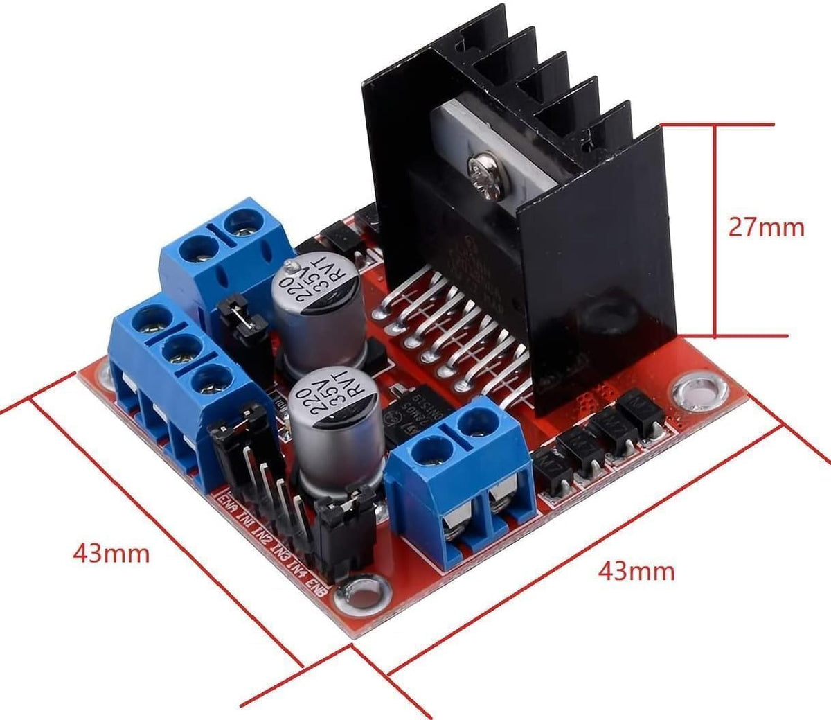 WWZMDiB L298N Motor Driver Controller Board DC Dual H Bridge Module for Arduino Raspberry Pi Stepper Motor (4 Pcs, L298N)