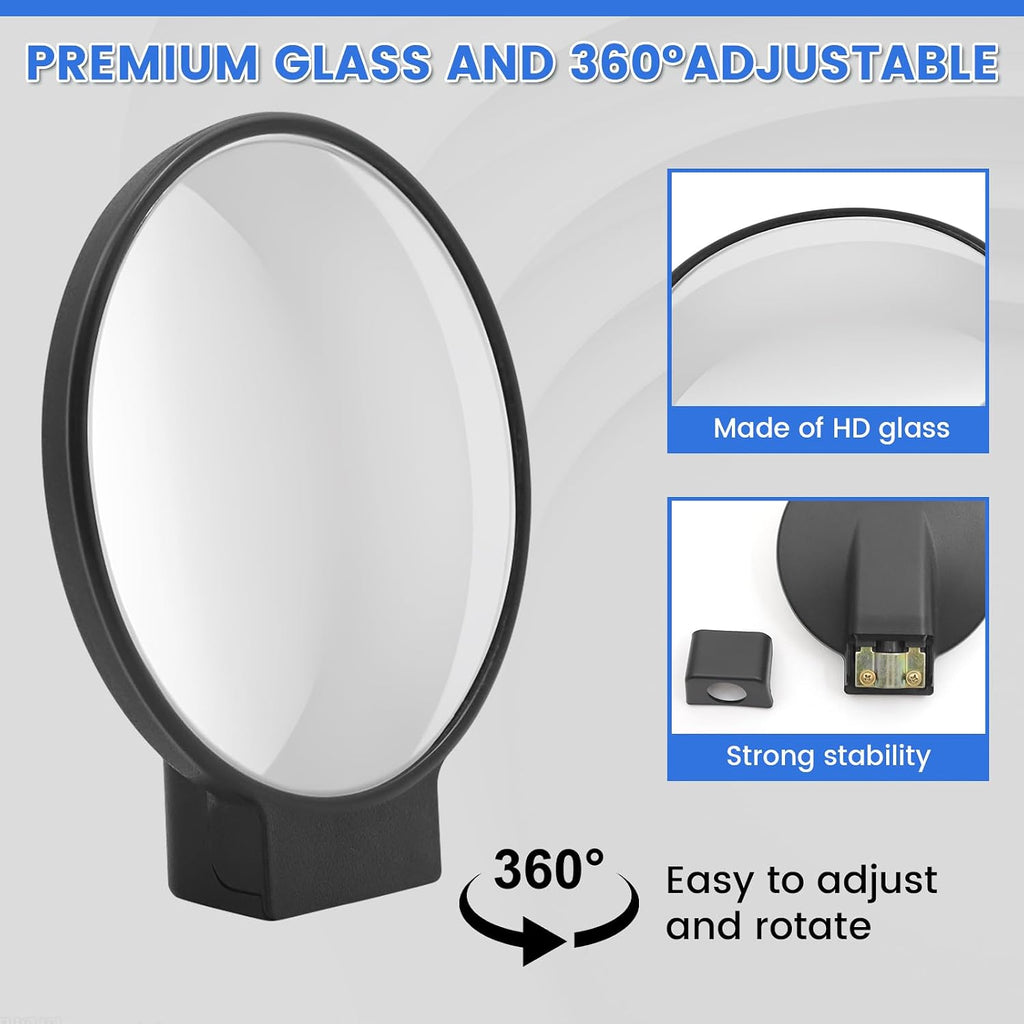 Tractor Mirrors Convex Truck Forklift Mirror Wide Angle Adjustable Side Rear View Blind Spot Reduction Black (2, 5.83