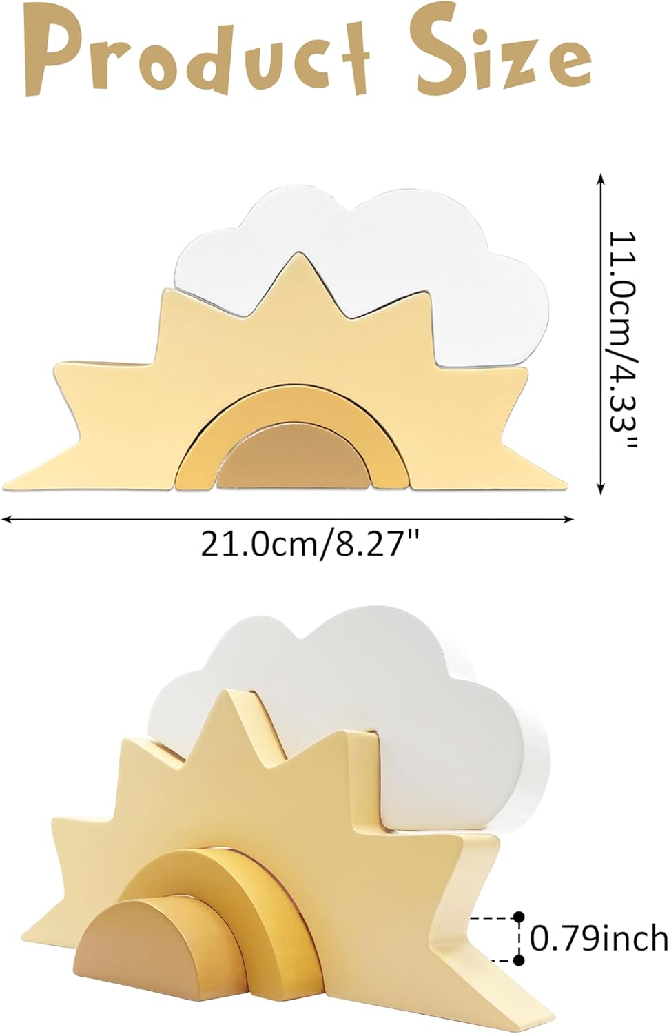 Wooden Cloud and Sun Rainbow Decoration, Boho Baby Nursery Decor, Woodland Nursery Decor, Kids Baby Room Decor for